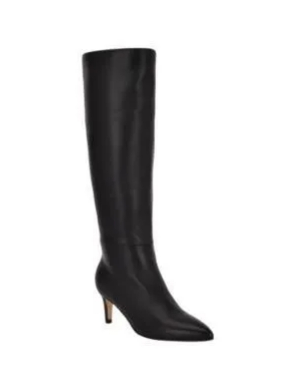 Calvin Klein Garray Black Leather Pointed Toe Knee High Boots - Size 6M NWT